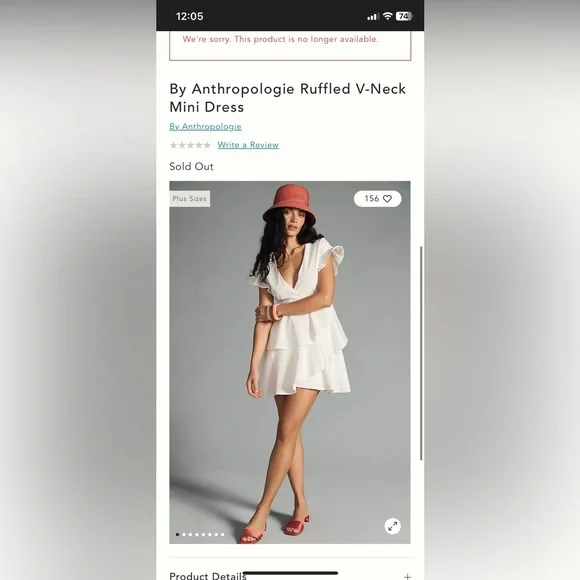 Anthropologie Ruffled V-Neck White Mini Dress size XS *NWT* - Picture 3 of 13